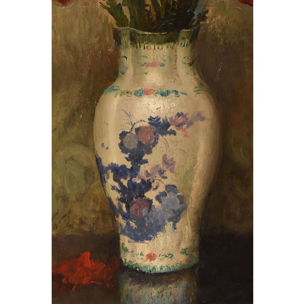QF785 4 antique floral painting flower oil still life